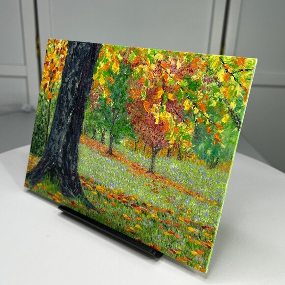 Fall Is Coming Nature Landscape Art Original Acrylic Painting 6" x 8" Unframed - Picture 5 of 6